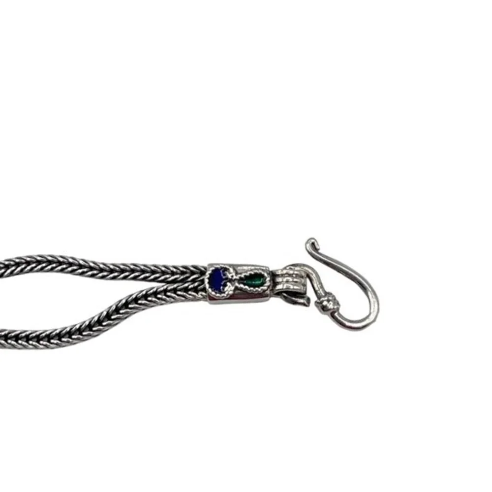 Oxidized Rare .825 Silver Enamel Chain Bracelet
